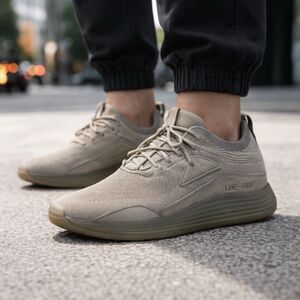 Lane Eight Sneakers Mens 10.5 Beige Knit Athletic Trainer Casual Comfort Neutral